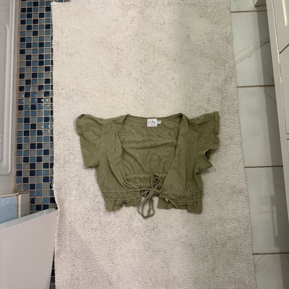 Princess Polly Green Tie Shirt